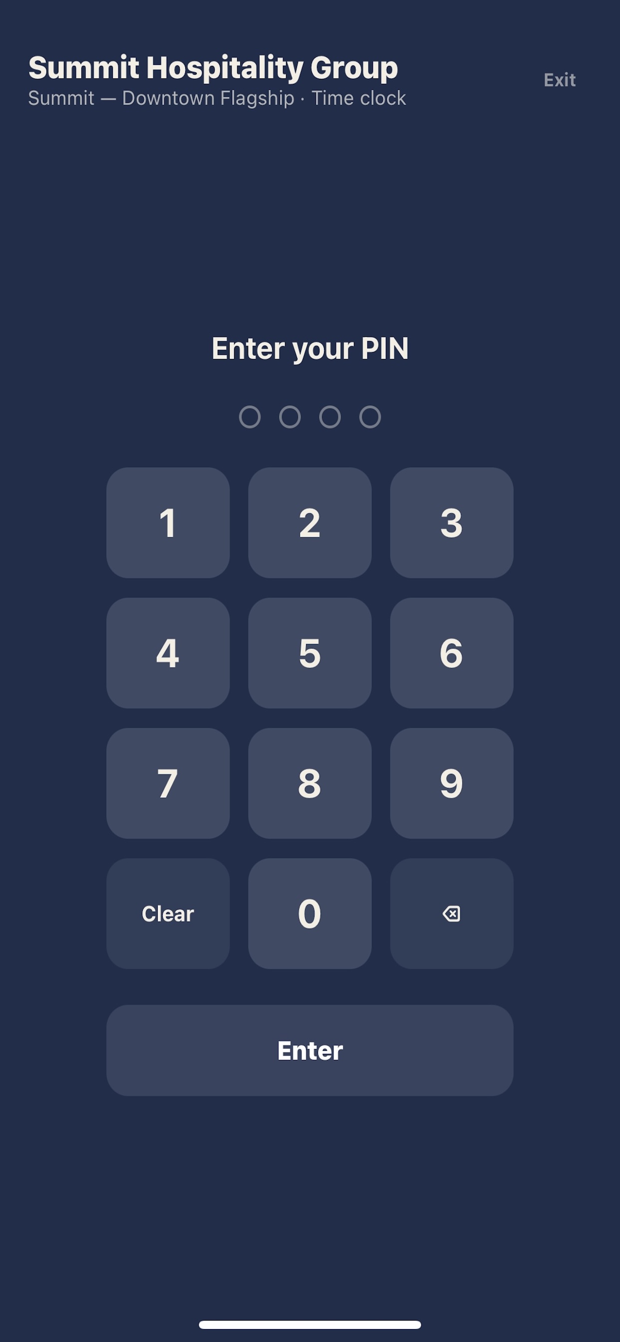 Geofenced PIN time clock